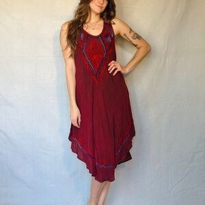 Vintage Red Embroidered Fairy Whimsigoth Dress